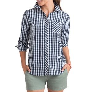 Vineyard Vines Relaxed Seabreeze Gingham Pocket Button-up Shirt in Navy Sz 4